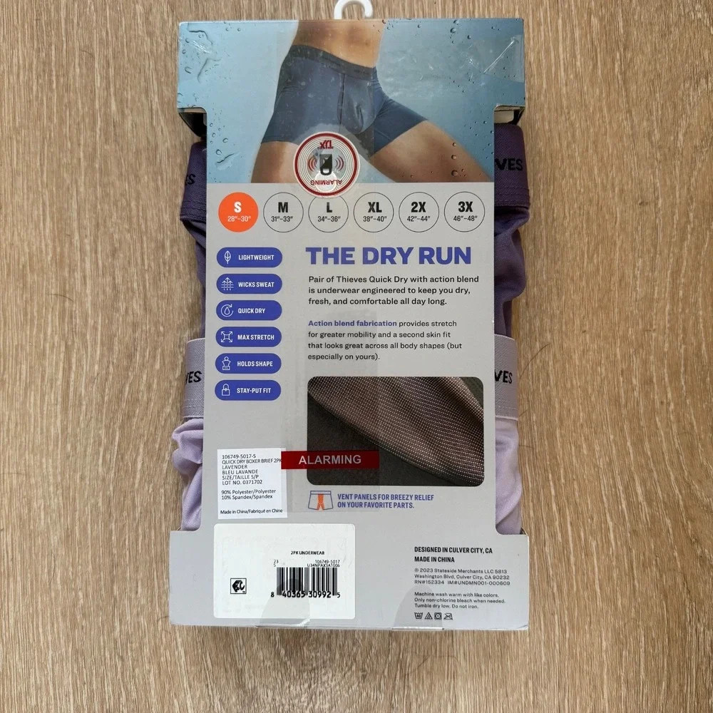 Pair of Thieves‎ Men's Quick Dry Action Blend Boxer Briefs Size Small Lavender